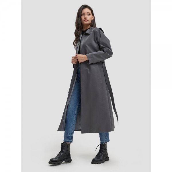 Long Shoulder Pad Trench Coat